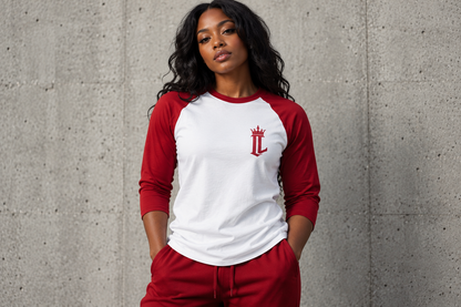 Women's model wearing Defining Moment Baseball Tee — front view