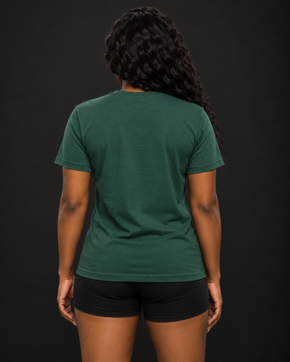 Women's model wearing Dynasty Tee — back view