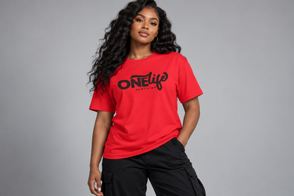 First Born Tee by One Life Clothing on a woman, front view