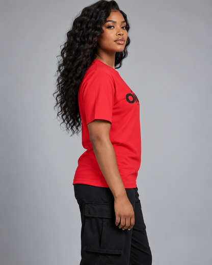 First Born Tee by One Life Clothing on a woman, side view