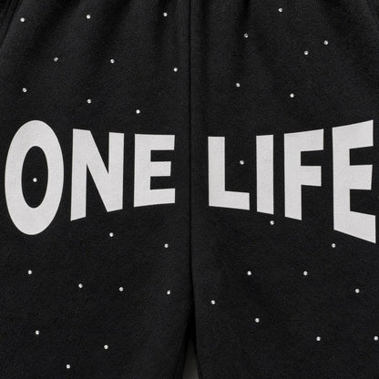 No Sleep Shorts by One Life Clothing - front close-up