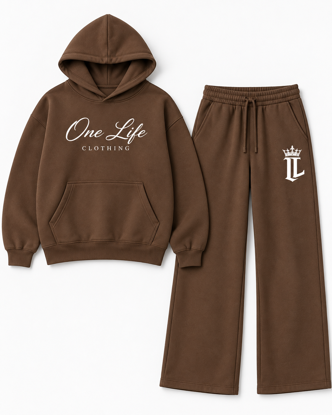 Women's brown ON GO pullover and wide-leg pants, front