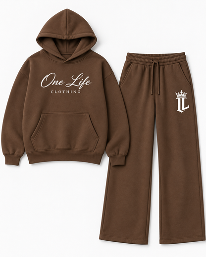 Women's brown ON GO pullover and wide-leg pants, front