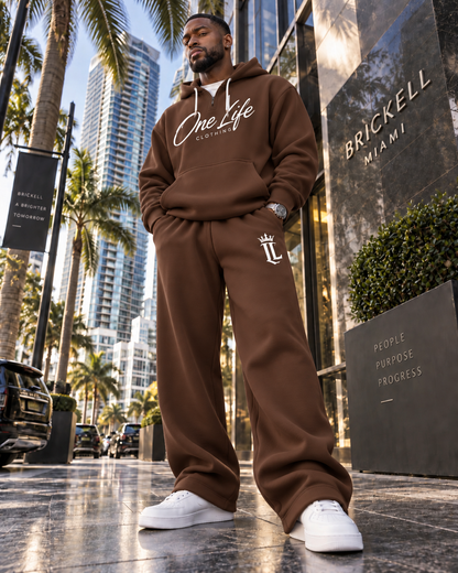 Male model wearing the Brown ON GO Set by One Life Clothing