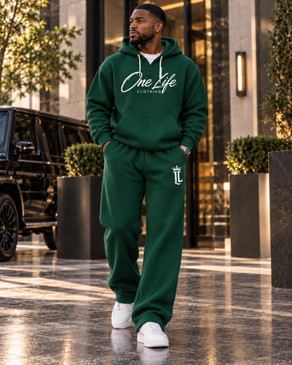 Male model wearing the Green ON GO Set by One Life Clothing
