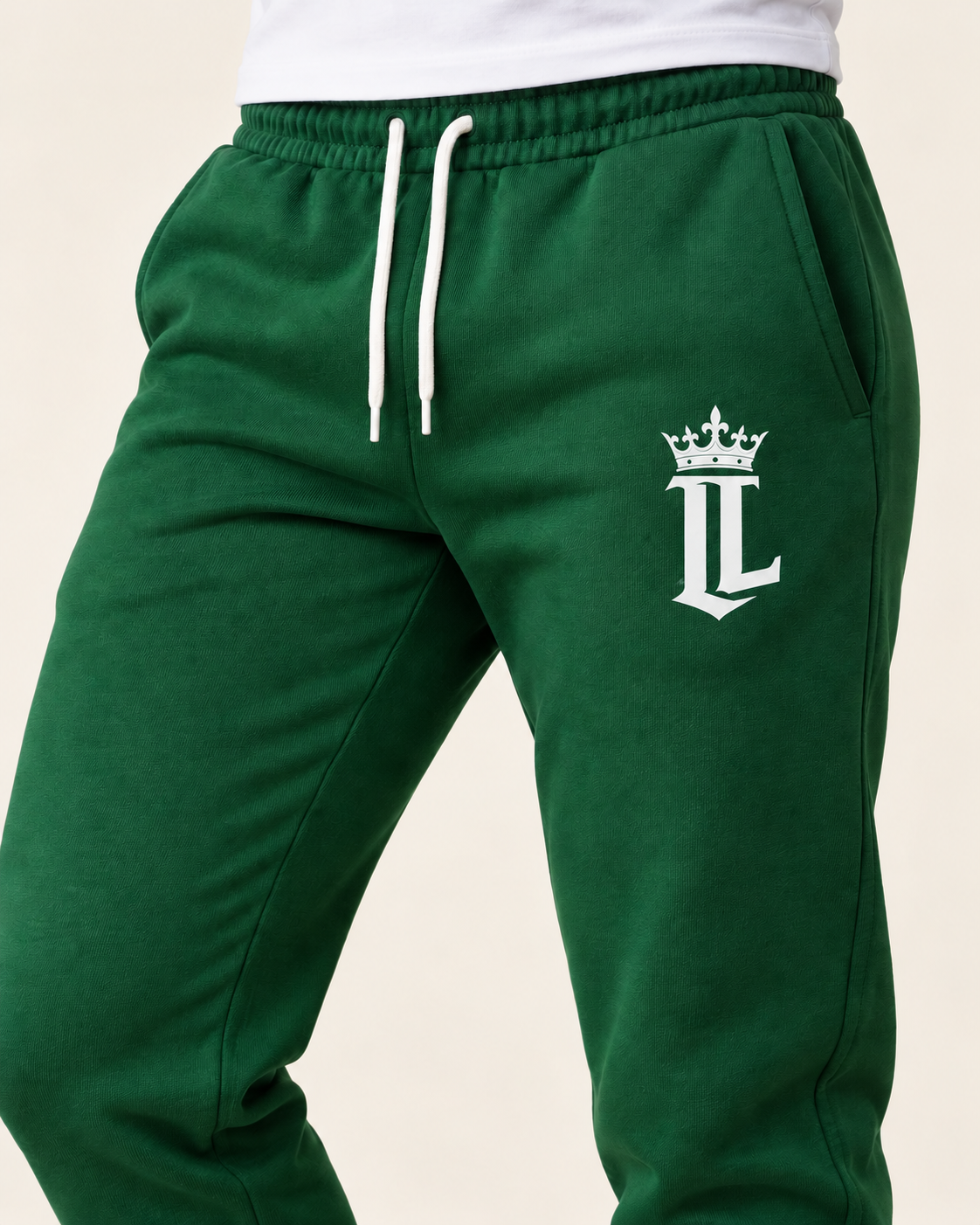 The Drive Joggers — green — waist logo detail
