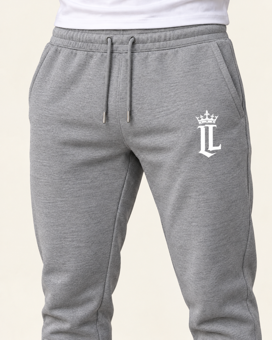 The Foundation Joggers — heather gray — waist logo detail
