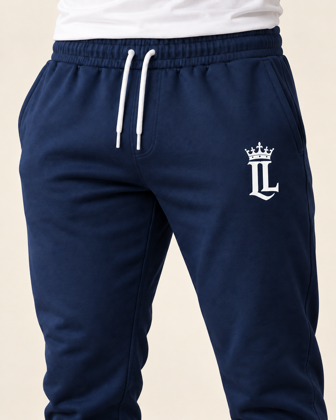 The Ascend Joggers — navy — waist logo detail