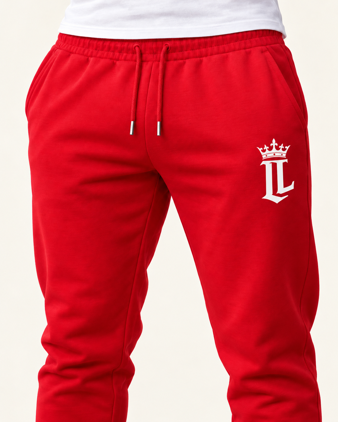 The Resolve Joggers — red — waist logo detail