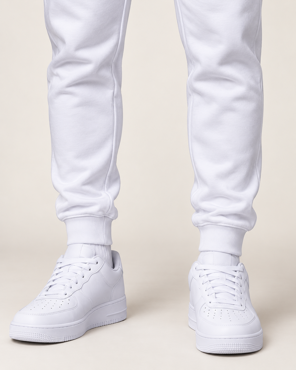 The Clarity Joggers — white — cuff detail