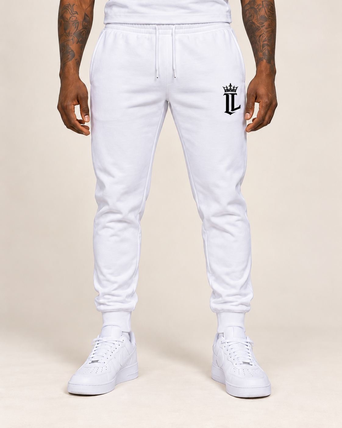 The Clarity Joggers — white — front