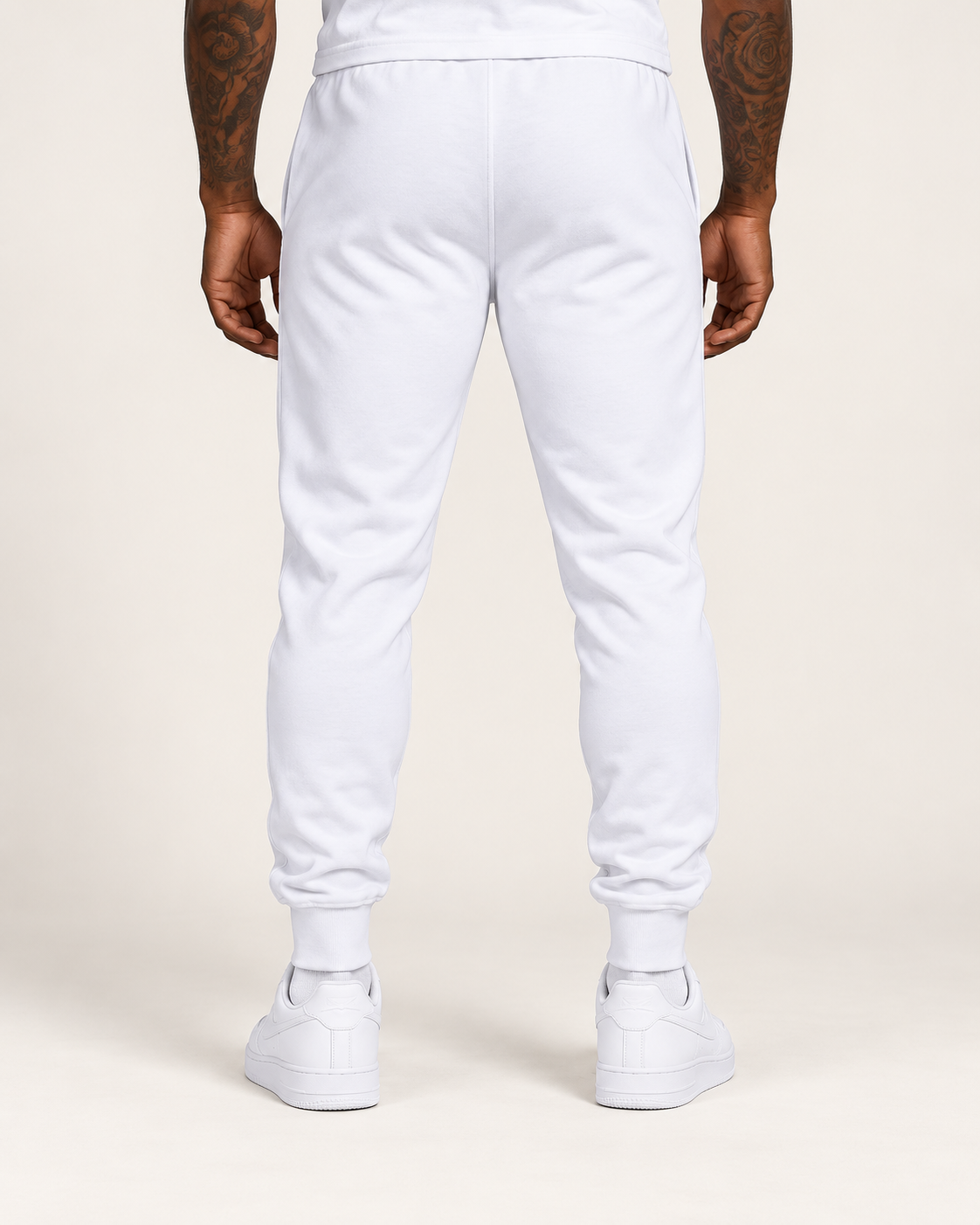 The Clarity Joggers — white — rear mockup