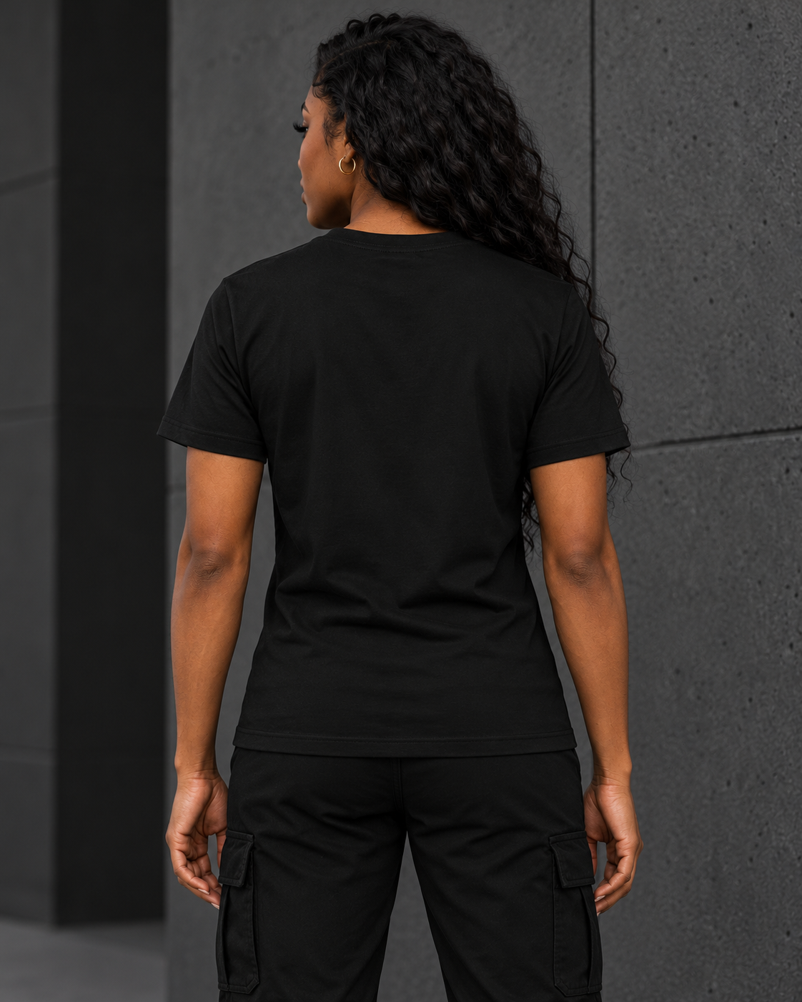 Women's model wearing Royal Standard Tee — back view