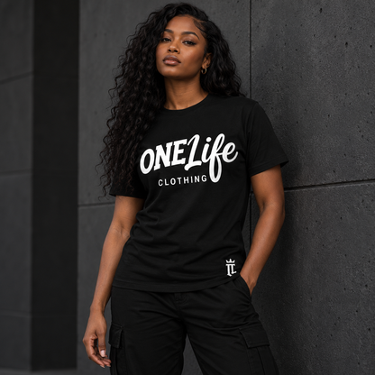 Women's model wearing Royal Standard Tee — front view